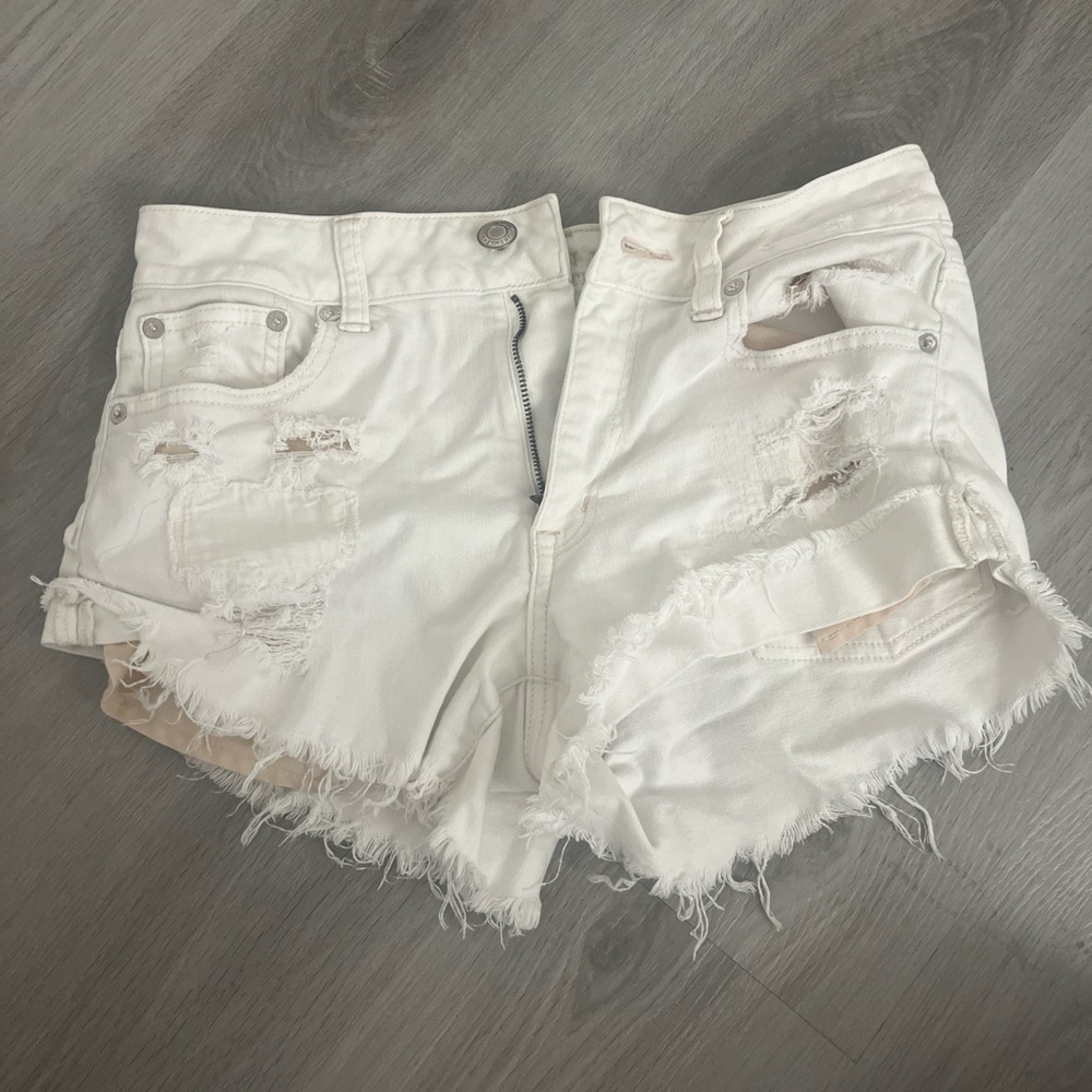 Stylish White Distressed Women's Shorts
